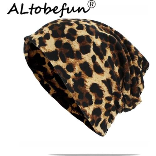 ALTOBEFUN Multifunction Men Women Winter Autumn Hat Leopard Teenager Boy Girl Thin Scarf Adult Skullies Beanies Soft Cap AHT183