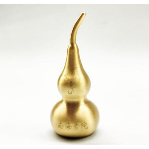 Antique Solid Brass Gourd Miniature Figurines Retro Copper Animal Tea Pet Desktop Ornament Decor Crafts Keychain Pendants