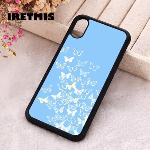 Iretmis 5 5S SE 2020 phone cover cases for iphone 6 6S 7 8 Plus X Xs XR 11 12 Mini Pro Max Butterfly Print Pattern on Sky Blue