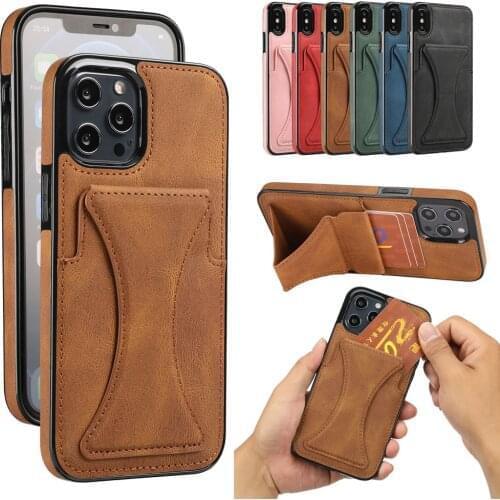 Phone Protective Case For iPhone 7 8 Plus SE 2 2020 12 11 Pro Max X XS XR Max Card Slot Magnetic Stand Back Cover Leather