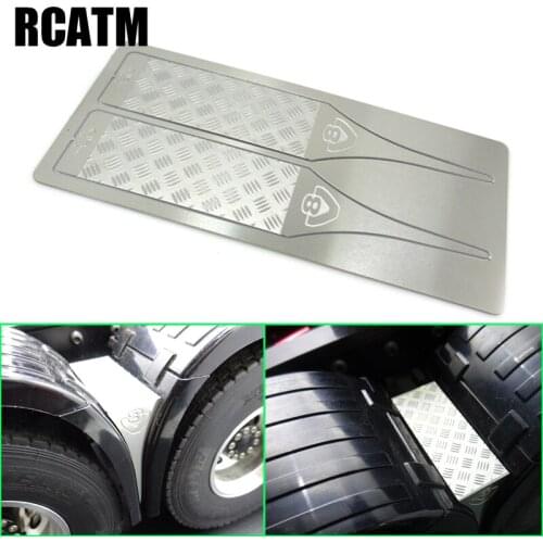 Metal Fender Connection Bit Anti-slip Board V8 Logo Decoration for 1/14 Tamiya RC Truck Trailer Tipper Scania DIY Parts