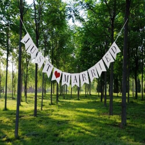 Just Married Bunting Rustic Wedding Banner Garland Party Flags Candy Bar Decoration Event Supplies wedding decoration 8ZSH144