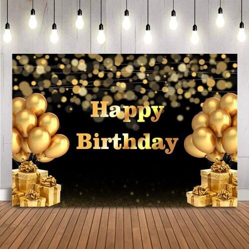 Gold Glitter Birthday Backdrop Happy Birthday Bokeh Lights Photo Background newborn kids portrait photo background photocall