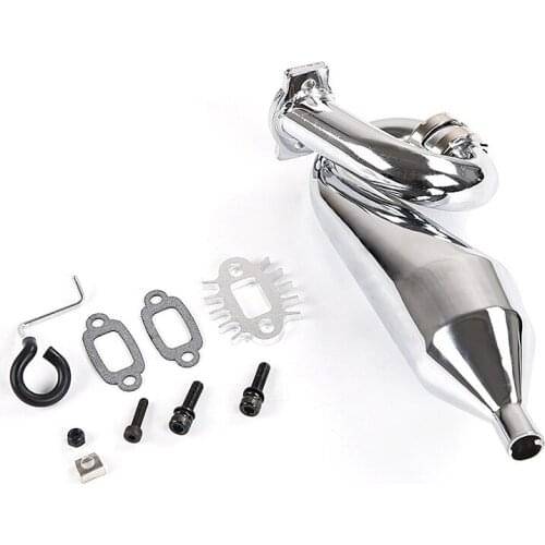 Chrome Resonant Tube Tuned Pipe Exhaust Pipe General for 1/5 HPI Baja 5B Ss 5T 5Sc Rovan King Motor Rc Car Tuned Pipe Exhaust