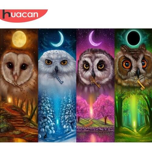 Huacan 5D DIY Diamond Painting Owl Full Square Diamond Embroidery Animal Cross Stitch Picture Rhinestones Mosaic Home Decor Gift