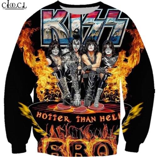 HX Drop Shipping Rock Metal Kiss Band 3D Print Men Women Hip Hop Sweatshirt Unisex Casual Harajuku Autumn Hot Selling Tops