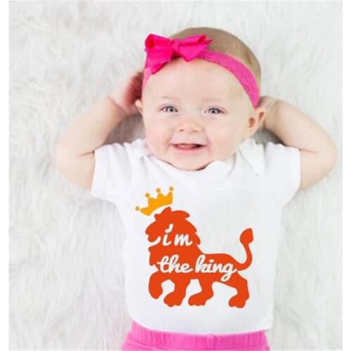 I'm the King New Summer Baby Girls Boys Cotton Playsuits Clothes Infant Kids Short Sleeve Bodysuits Sunsuits Outfits Sleepwear
