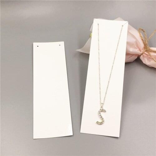 50 Pcs Long Stripe Blank White Necklace Paper Card Kraft Paper Jewelry Accessory Paper Earring Fixed Necklace Card 18.6x5.6cm