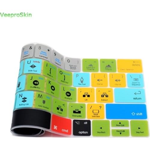 For Macbook Pro13 15Touch Bar A1706 A1707 Hotkey Function Shortcut Silicone Keyboard Cover Keypad Skin Adobe Premiere Pro Cc