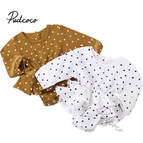 Toddlers Spot Printing Romper Infant Girls Long Sleeve Multi-layer Blouse Baby Round Collar Clothing Spring Autumn