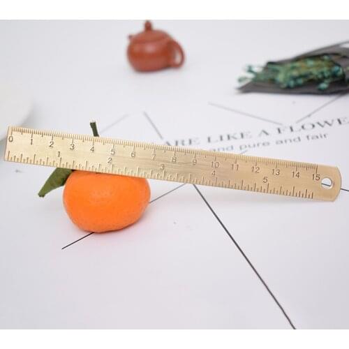 15Cm Brass Straight Ruler for School Office Stationery Metal Painting Drawing Tools Rose Gold Measuring Ruler Bookmark