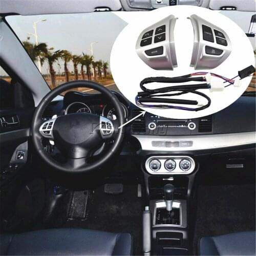 FOR Mitsubishi ASX OutlanderXL Multi-function car steering wheel control buttons with cables silver buttons