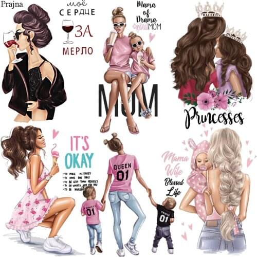 Prajna Fashion Girl Patch T-shirt jacket Hot Mom Women Iron on Patch Heat Transfer Stickers for Clothes Womens T-shirt Applique