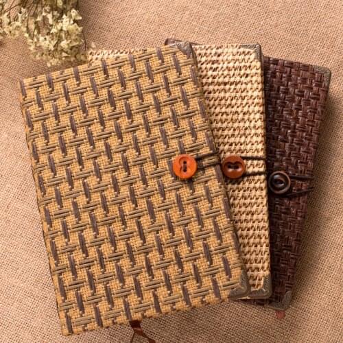 MOSUN Grass Weave Cover Notebook Literary Retro Notebook Creative Handmade Notepad 1PCS