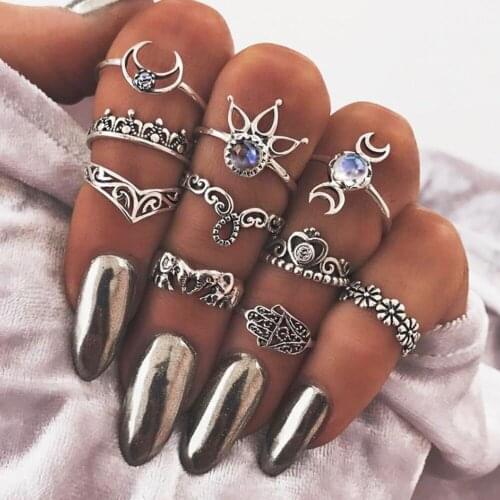 Punk Style Ring Set New Retro Antique Midi Rings for Women 10PCS/Lot Bohemian Vintage Jewelry Christmas GiftYWHZS4182