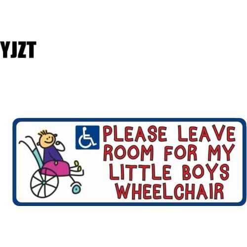 YJZT 15.2CM*5.7CM Funny Disabled Boy Disability Mobility Wheelchair PVC Car Sticker 11-00092
