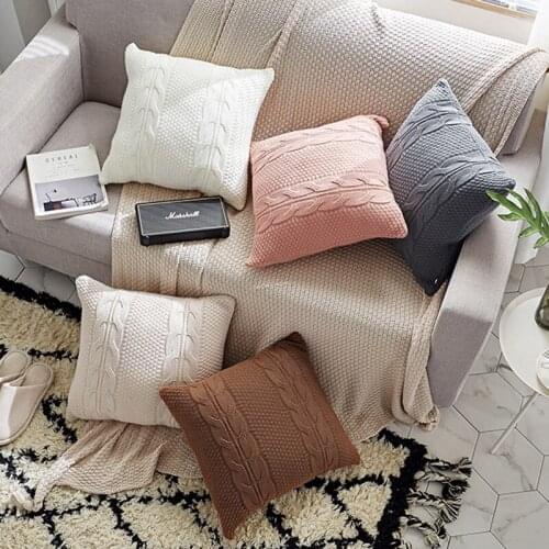 Knitted Cushion Cover Retro 45cm*45cm Pillowcase Coffee Ivory Gray Pink Coffee Pillowcase 5 Colors Optional Pillowcase