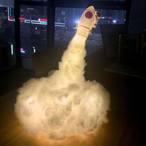 Battery Powered Home Use Button Type DIY Mini Rocket Night Light Desk Table Lamp for Xmas Birthday Gift LED Control Sensor for B