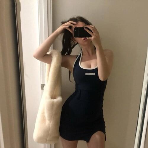 Sylcue Fashion Basic cotton lace up mini dresses womens summer new black blue Slim Soft home wear street casual bodycon dresses