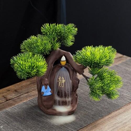 Lofty Mountains And Flowing Water Backflow Incense Burner Cerative Resin Smoke Waterfall Incense Sticks Holder