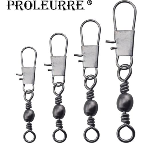 Proleurre 20pcs/lot Fishing Connector Pin Bearing Rolling Swivel Stainless Steel with Snap Fishhook Lure Tackle Accessorie