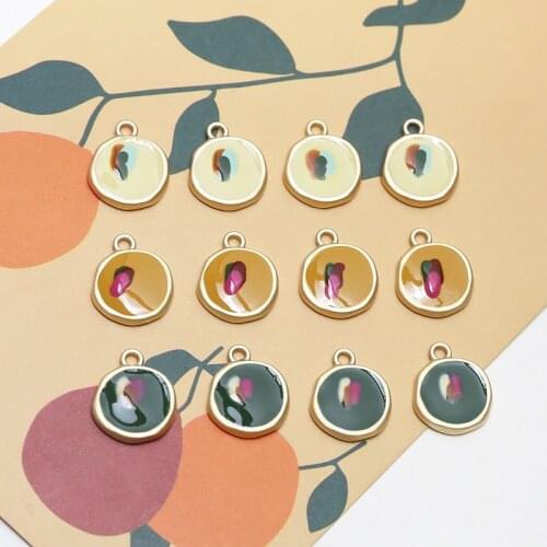 6pcs Korean Sweet Cute hit color graffiti Earrings For Women Girls irregular round pendant diy jewelry necklace accessories