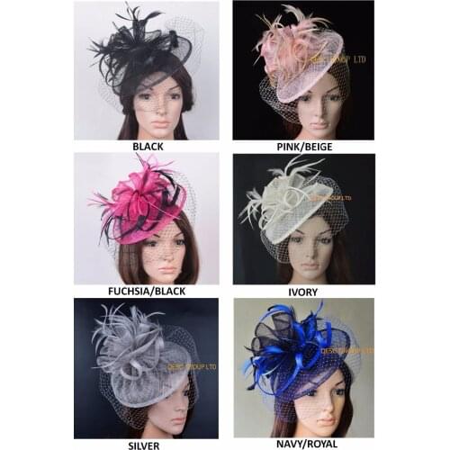 Sinamay hat veiling fascinator straw hat fedora with feathers and veiling for Kentucky Derby church wedding party races