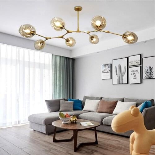 Modern Nordic Glass Chandelier Personality Designer Creative Pendant Lamp Dining Bedroom Villa Molecular Living Room Lighting