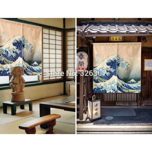 Taiwan Japan Ukiyo-e sea wave cloth curtain home act portiere hangings 85x90cm 85x120cm 100% Polyester Thicken Door half curtain