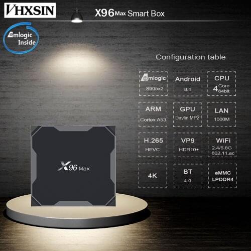 VHXSIN X96 MAX Android 8.1 Amlogic S905X2 X96MAX 4GB32GB TV BOX 2.4G 5GHz Wifi 1000M