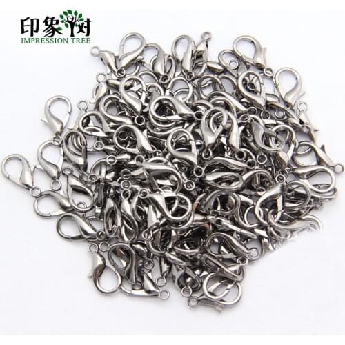 Hematite Plated 10/12/14/16/18/20mm Metal Lobster Clasps Claw Hooks Gun Black Nickle For DIY Necklace Jewelry Making Components