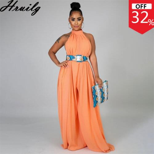 Jumpsuit Women Sexy Sleeveless Solid Floor Length Casual Elegant Holidays Jumpsuit Backless Stand Collar Loose Evening Summer