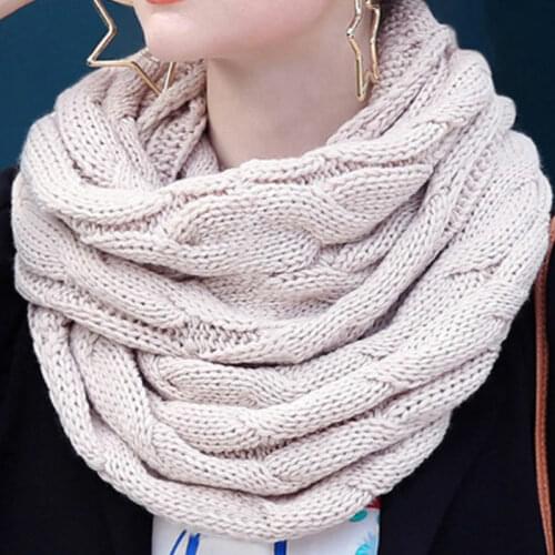 Women Scarf Women Knitted Snood Scarf Winter Infinity Scarves Neck Circle Cable Warm Soft Ring Scarf Female 2021