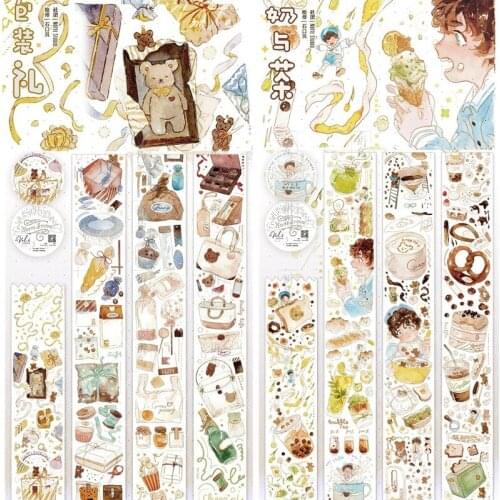 1 Loop Cute Washi Gift Milk Tea Notte Crystal Pet Paper Tape Collage Stickers