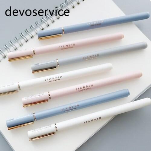 1Pc Fresh Simple 0.5MM Metal Cap Gel Pen Black Ink Gift Students Unisex Pens Stationery School Office Writing Supplies