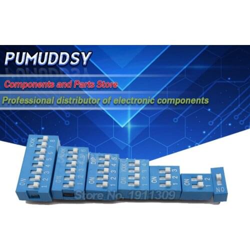 10PCS Slide Type Switch Module 1 2 3 4 5 6 7 8 9 10 PIN 2.54mm Position Way DIP Pitch Toggle Switch Blue Snap Switch Dial Switch