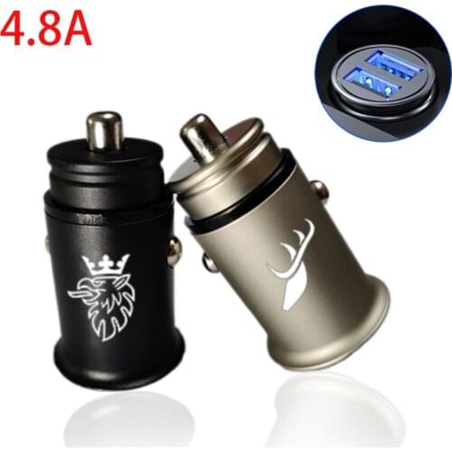 4.8A Metal Dual USB Phone Charger Car Charger Mobile Phone Adapter for Saab 9-1 9-3 9-4 9-5 9-9 900S 9000 Hirsch Sonett