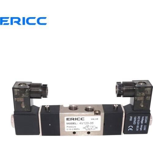 4V120-06 High Quality 1/8'' DC 24V Double Postion 5 Way Air Solenoid Valve Dual Coils