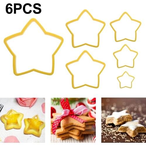 6Pcs/set Cookie Cutter Star Shape Fondant Cake Biscuit Cutter Mold 3D Cake Decorating Baking Tool for Christmas Tree