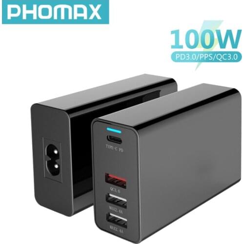 PHOMAX 100W 4-Port USB C Power Adapter PD 100W/87W/65W/45W/30W/18W Type C Fast Charger for Macbook Pro 13/15/16 iPhone 8 11 X/XS
