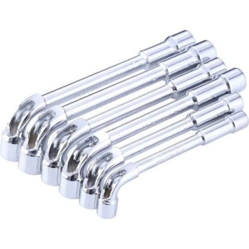 Free shipping 1pc 6mm/ 7mm/ 8mm~ 16mm L type Angled Socket Wrench Spanner with Through Hole Chome vanadium Cr-V Steel
