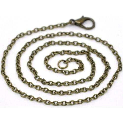 Free Shipping 24 Strands Antique Bronze Lobster Clasp Link Chain Necklaces 2x3mm, 16" Findings Wholesale