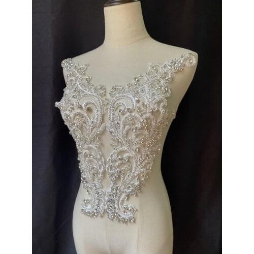 Large Rhinestone Bodice Applique Crystal Applique Crystal Bodice Applique For Wedding Dress Bridal Supplies