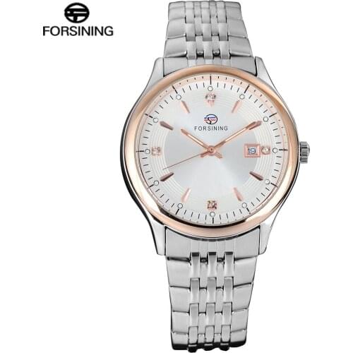 FORSINING Mens Quartz Watches Complete Calendar Auto Date Stainless Steel Strap Men Watch Mutli-color Relogio Masculino
