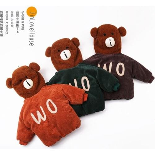 Baby Boys Jackets Cartoon Thicken Hooded Corduroy Coats For Boy Toddler Kids Clothing Fashion Korean Children Coats Winter 2020