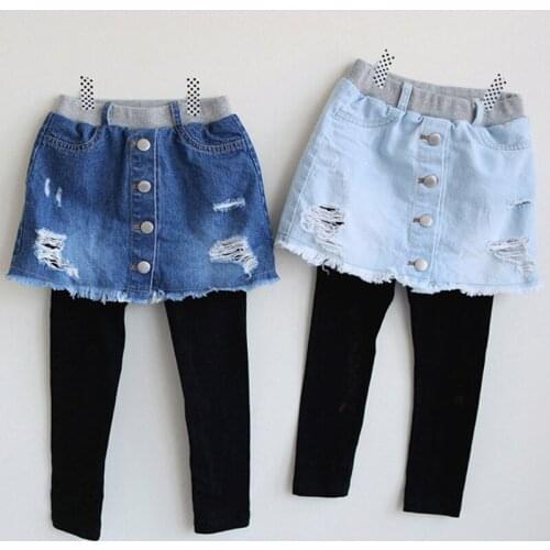 Kids Broken Hole Pants Girls Cave Jeans 2020 Spring Autumn New Children Fashion Denim Skirt-pants Baby Girls Clothing