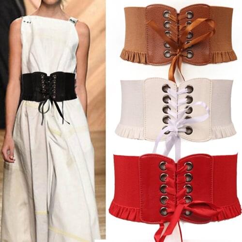 Women Ladies Elastic Stretch Belts Buckle Waist Belt Wide Cinch Corset Waistband