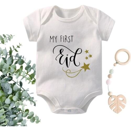 My First Eid Newborn Casual Bodysuit Outfit Toddler Infants Print Romper for Boys Girls Short Sleeve Autumn Winter Jumpsuit Kids