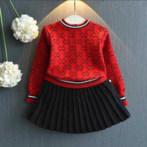 Girls Spring Autumn Clothes Set Long Sleeve Sweater Shirt and Skirt 2 Pcs Clothing Suit Spring Outfits for Kids Girls Clothes