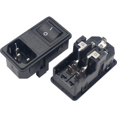 Red Rocker Switch Fused IEC320 C14 Inlet Power Socket Fuse Switch Connector Plug Connector Black With 10A Fuse